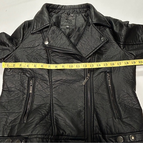 J2 Jou Jou Women Leather Moto Biker Jacket Sz XL Zip Cropped Vegan Black Grunge - Picture 9 of 13